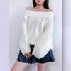 Winter Damen Verdickung Sexy Einreiher Kragen Pullover Pullover Locker Tops Dicke Nadel Laternenärmel Strickpullover Tide