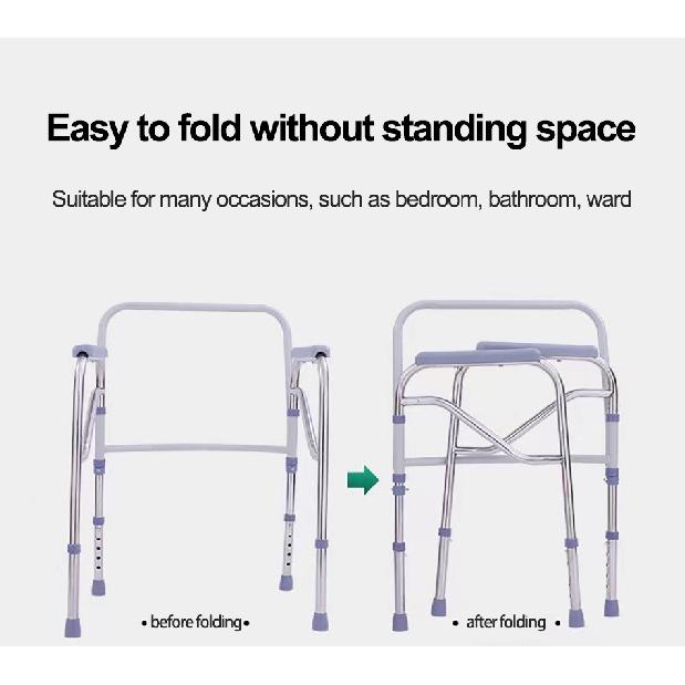 Folding Bedside Commode Chair Toilet  for  Adult Elderly Height Adjustable Toilet Stool for Pregnant Women And Disabled Bathroom Portable Toilet Bowl