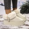 Autumn and winter new temperament trendy plush eversion platform snow boots belt buckle versatile snow boots