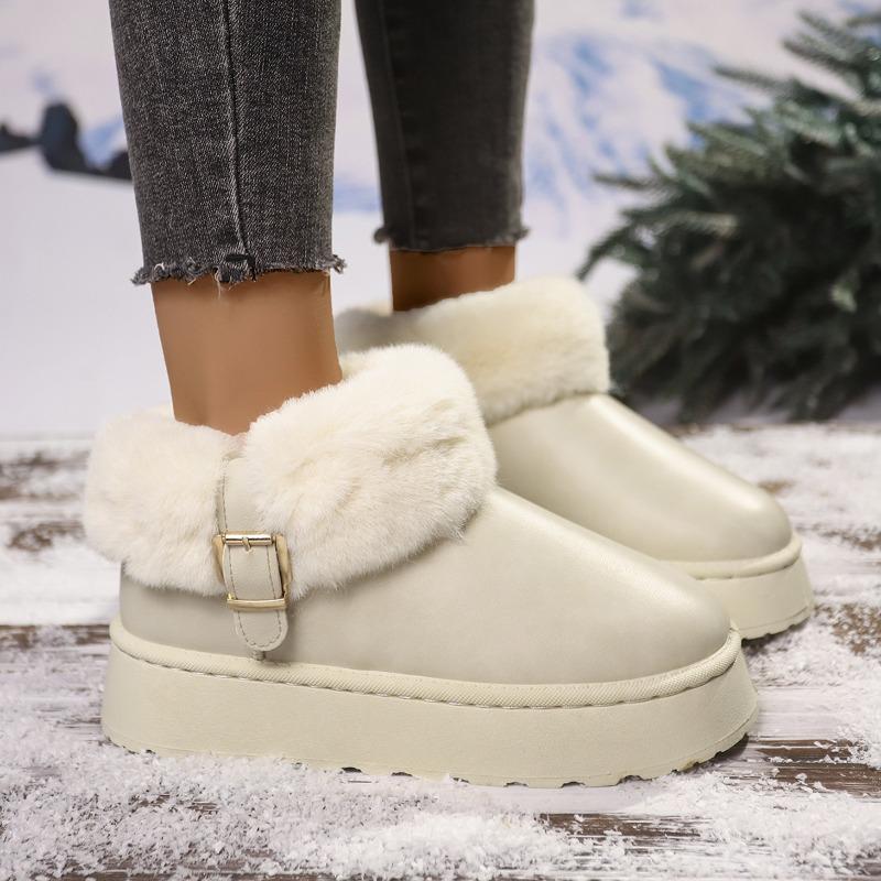 Autumn and winter new temperament trendy plush eversion platform snow boots belt buckle versatile snow boots