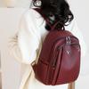 Leather Backpack Women's Solid Color Large Capacity Travel Backpack