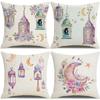 Shopee's New Linen Pillowcase Moon Print Pillowcase Bedroom Cushion Cover