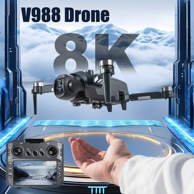 NEW V988 Drone 8K HD Dual Camera 4K Professional Remote Control with Screen 5G WIFI Brushless Motor Foldable Quadcopter GPS