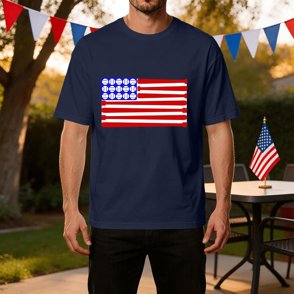 Men's Casual Independence Day T-Shirt Lightweight Breathable Ice Silk Fabric Short Sleeve Crew Neck Printed Sports Tee