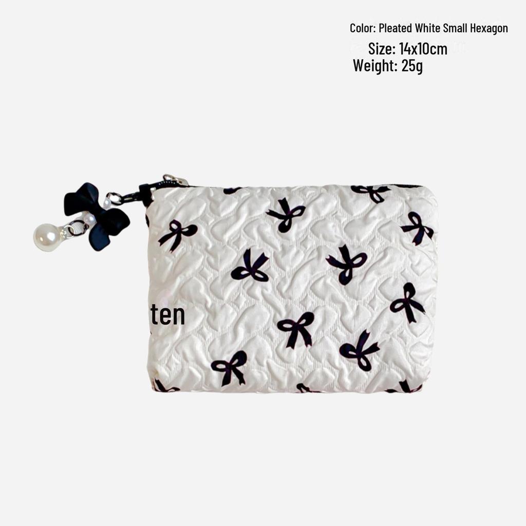 Kosmetisk väska med präglad plisserad rosett - Rymlig, exklusiv multifunktionell förvaring.