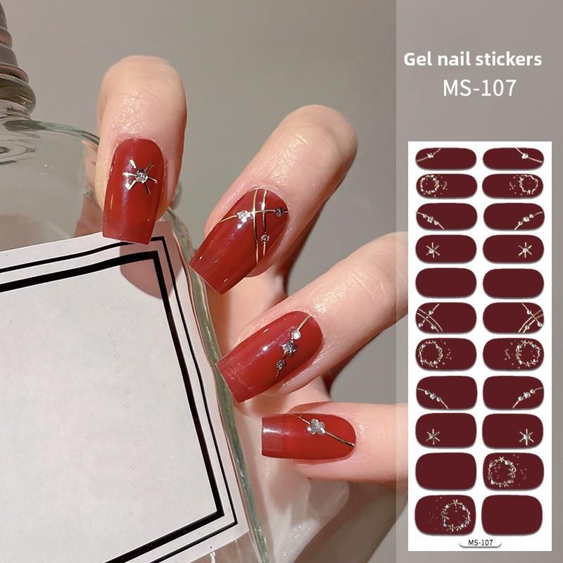 Gel Nail Stickers, 22-finger No-bake Nail Polish Glue, Wearable Nail Pads, Full Application