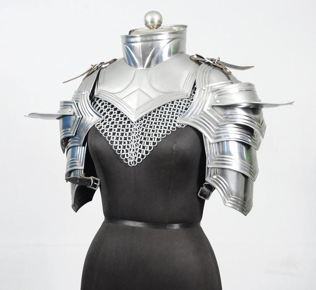 Medieval Warrior Steel Armor Set with Gorget & Pauldrons for LARP Renaissance Faire