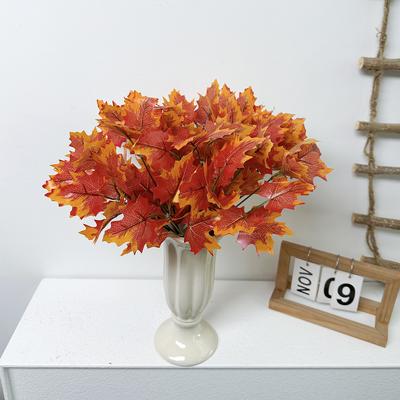 Осінь Симуляція 7 Вилок Червоний Кленовий Лист Зелена Рослина Пучок Рослина Стіна Лист Аксесуари Горщик Декорація Людина Несправжня Квітка