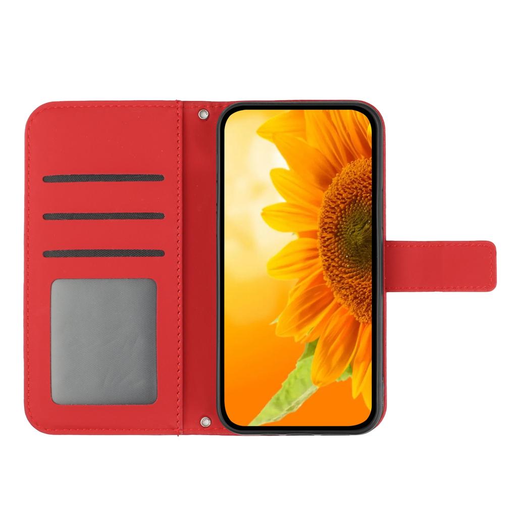 For Motorola Edge 60 Neo 5G/Edge 50 Neo 5G Case Sunflower Imprint Leather Wallet Phone Cover with Wrist Strap