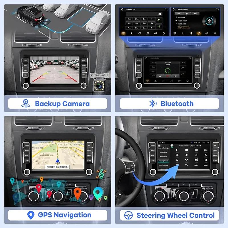 2Din Car Radio Multimedia Playe Android13 64G GPS Wireless CarPlay For VW Volkswagen Skoda Octavia Golf 5 6 Passat B6 Polo Jetta