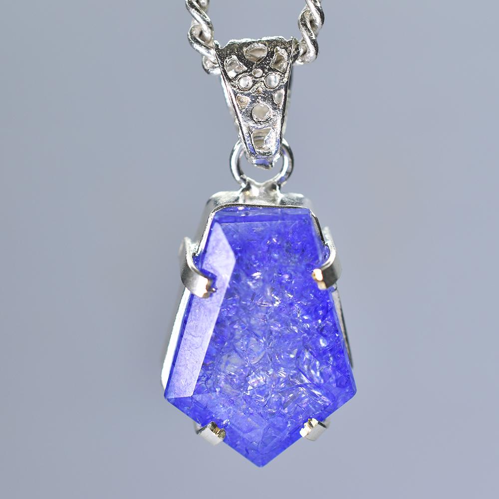925 Sterling Silver Fancy Pendant 51 Ct CERTIFIED Natural Purple Tanzanite MY.PD-165-NS