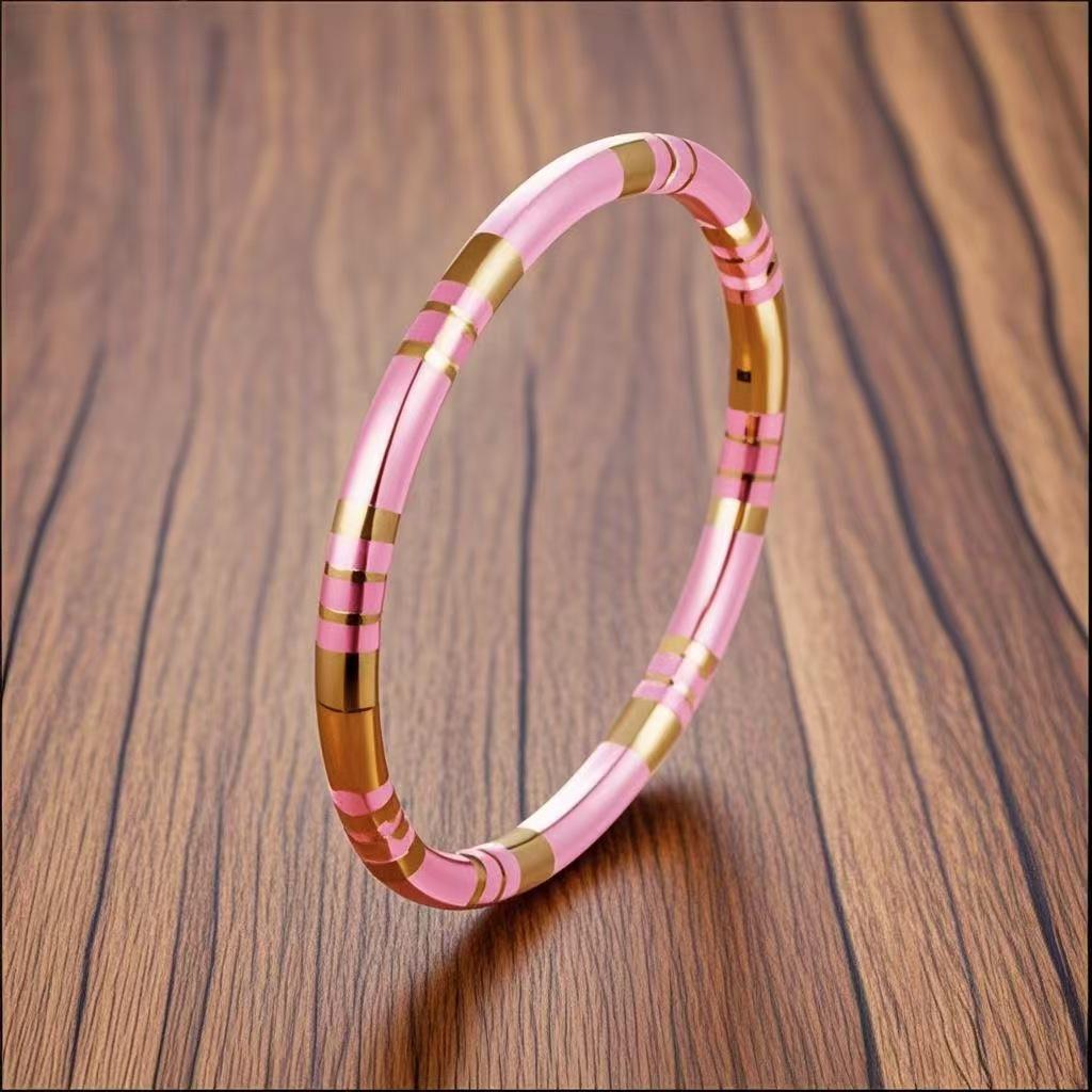New Bamboo Joint Titanium Steel Oval Bracelet - European & American Style, High-End Fashion
