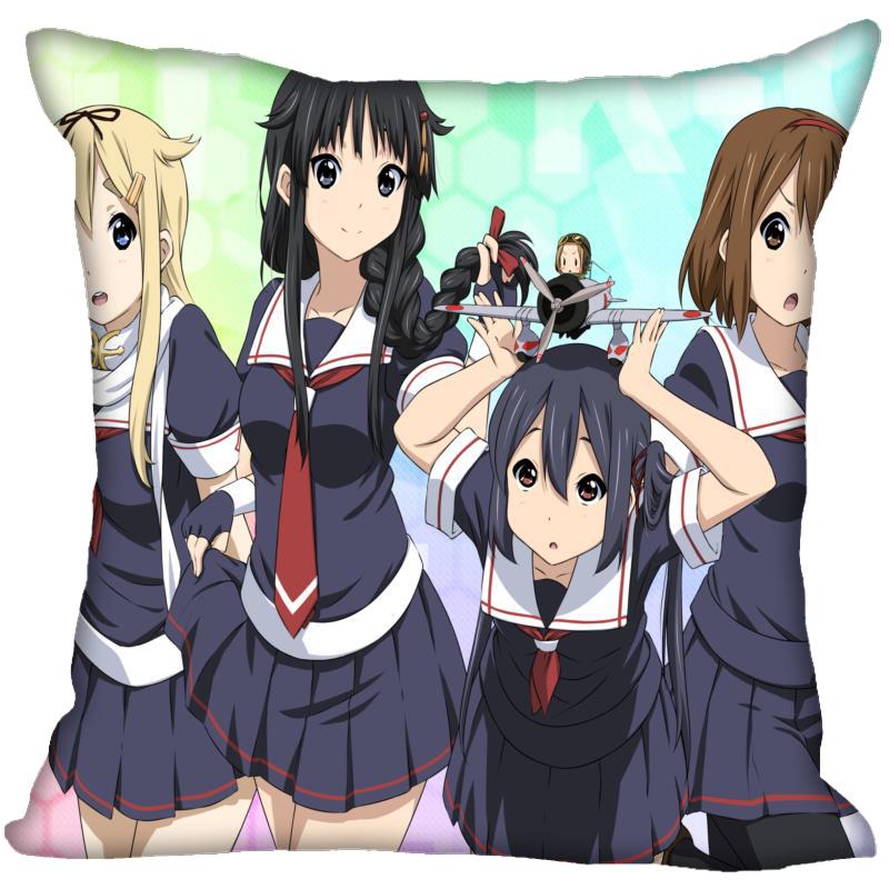 New Arrival K-ON! Anime Girl Pillow Case For Home Decorative Pillows Cover Square Zippered Satin Fabric PillowCases 40X40,45X45