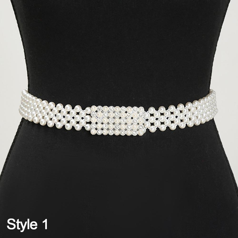 Ceinture simple à cordon de serrage avec élastique à la taille et perle pour femme