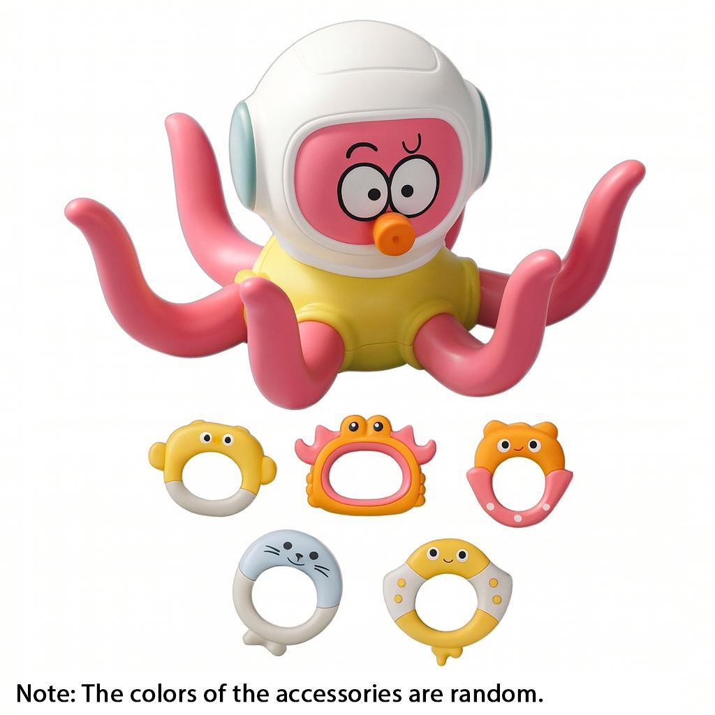 Water Play Toy Octopus with Rings, Amphibious Floating Throwing Ring Toy for Kids разноцветный
