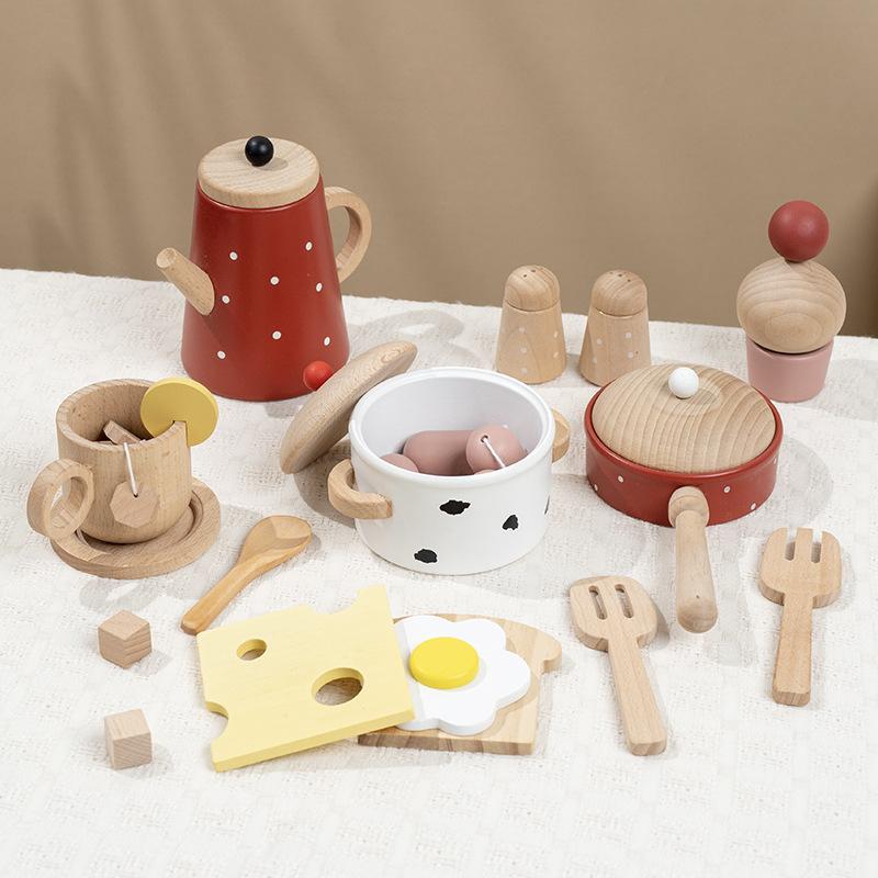 Baby Simulation Milk Pot Tea Tableware Set Dessert Cheche Le Life Skills Training Playing House Wooden Toys