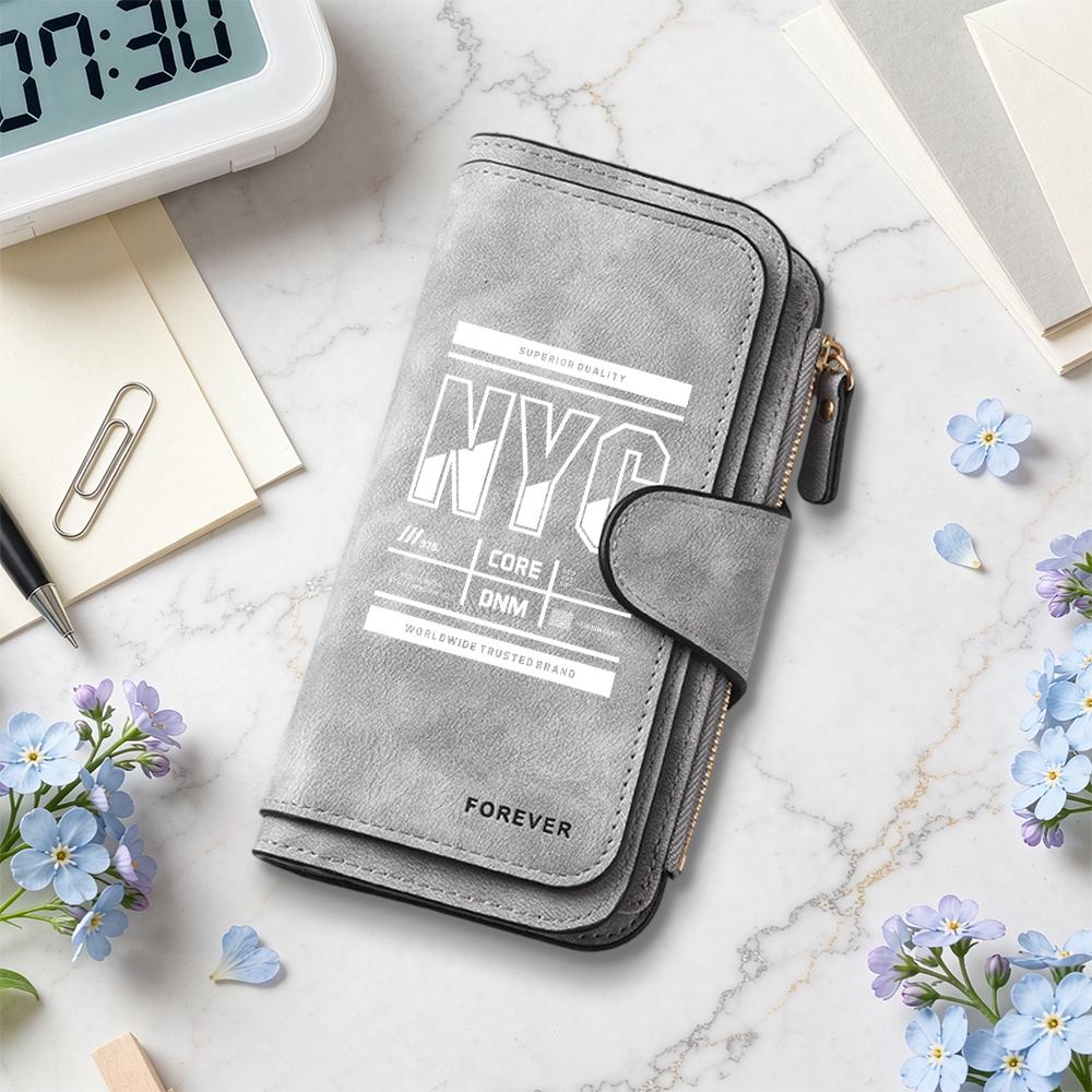 Fashion NYO Print Long Wallet PU Leather Large Capacity Multi Card Slot Casual Coin Purse For Daily Use
