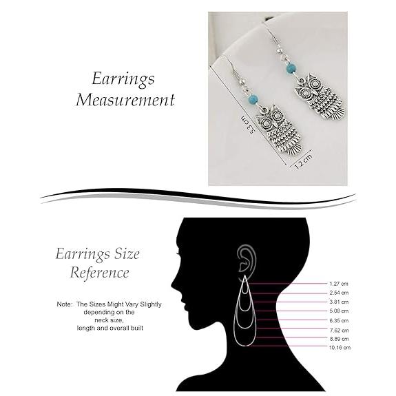 Valentinstagsgeschenk, oxidiertes Silber, schwarzes Metall, Messing und türkisfarbener Magnesitstein, hängende Traumfänger-Ohrringe für Frauen/Mädchen (blau)