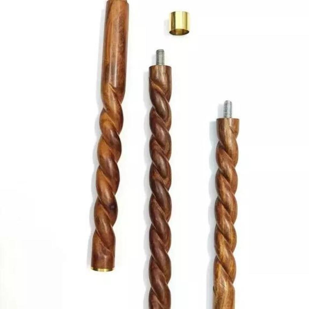 Antyczny Złoty Topór Solidna Głowica Rękojeść Laska Drewniana do Chodzenia Ręcznie Robiony Prezent