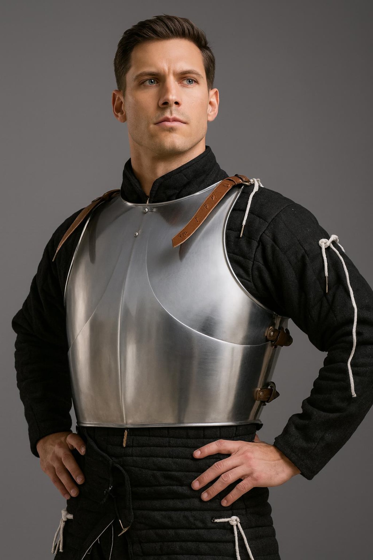 Gothic Milanese Breastplate Armor Medieval Warrior LARP Costume Outfit