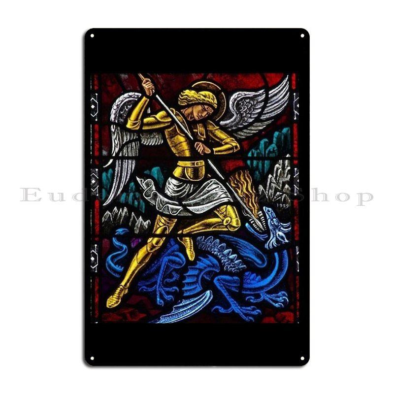 Saint Michael St Michael The Archangel Archangel Michael and the devil Metal Custom Rusty Cinema Cinema Club Tin Sign Poster 20x30cm(7.8x11.8inch)