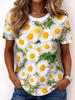Sommer Gänseblümchen Blume Floral 3D Druck T-Shirts Damen Streetwear Lässig Kurzarm T-Shirt Rundhals T-Shirts Oberteile Damenbekleidung