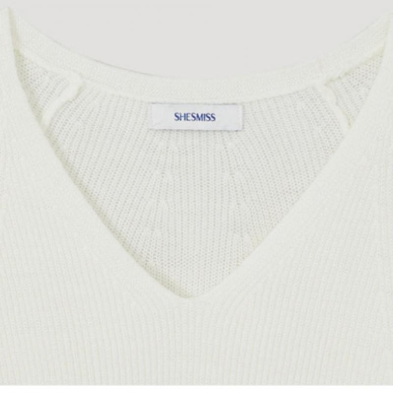 She S miSS Ribbed V Neck Knit SSkpop12040 iV