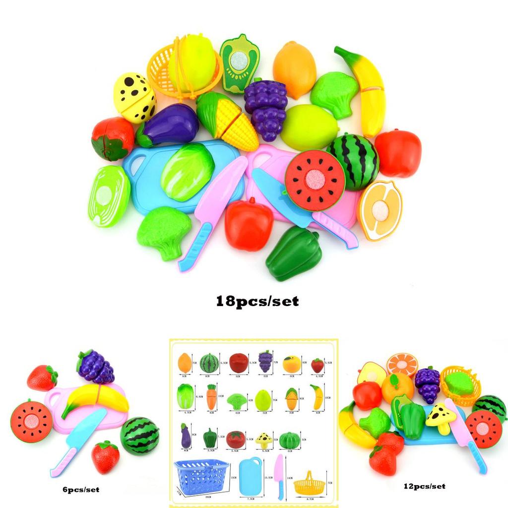 Colorful Kitchen Play Toy Set With Premium Quality Fruit And Vegetable Cutting Pieces