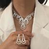 Luxury Bridal Zircon Flower Necklace & Earrings Set - Elegant Wedding Jewelry Accessories 