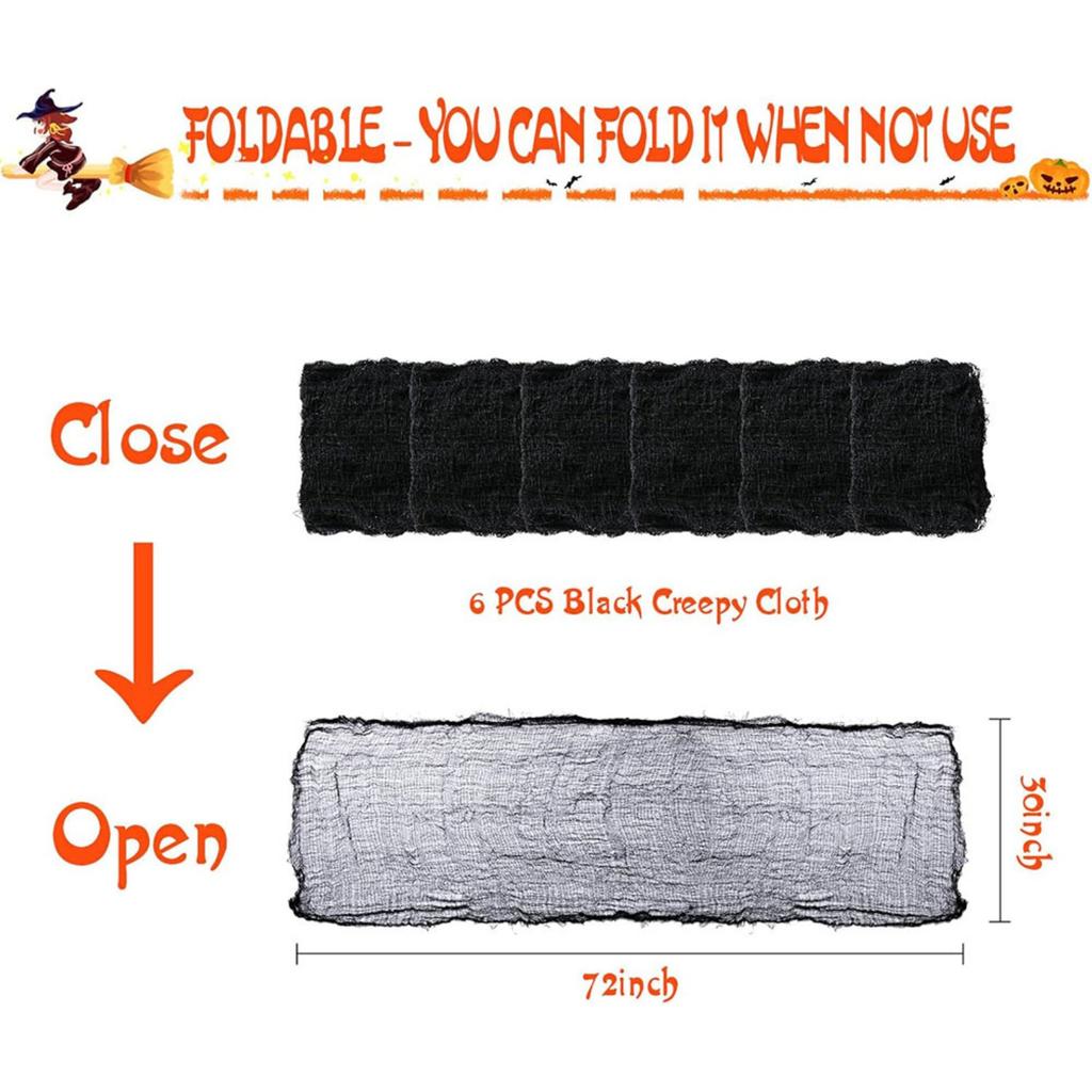 Halloween Black Gauze Horror Haunted Houses Decor Black Creepy Cloth Party Home Doorway Wall Gauze Terror Scene Props
