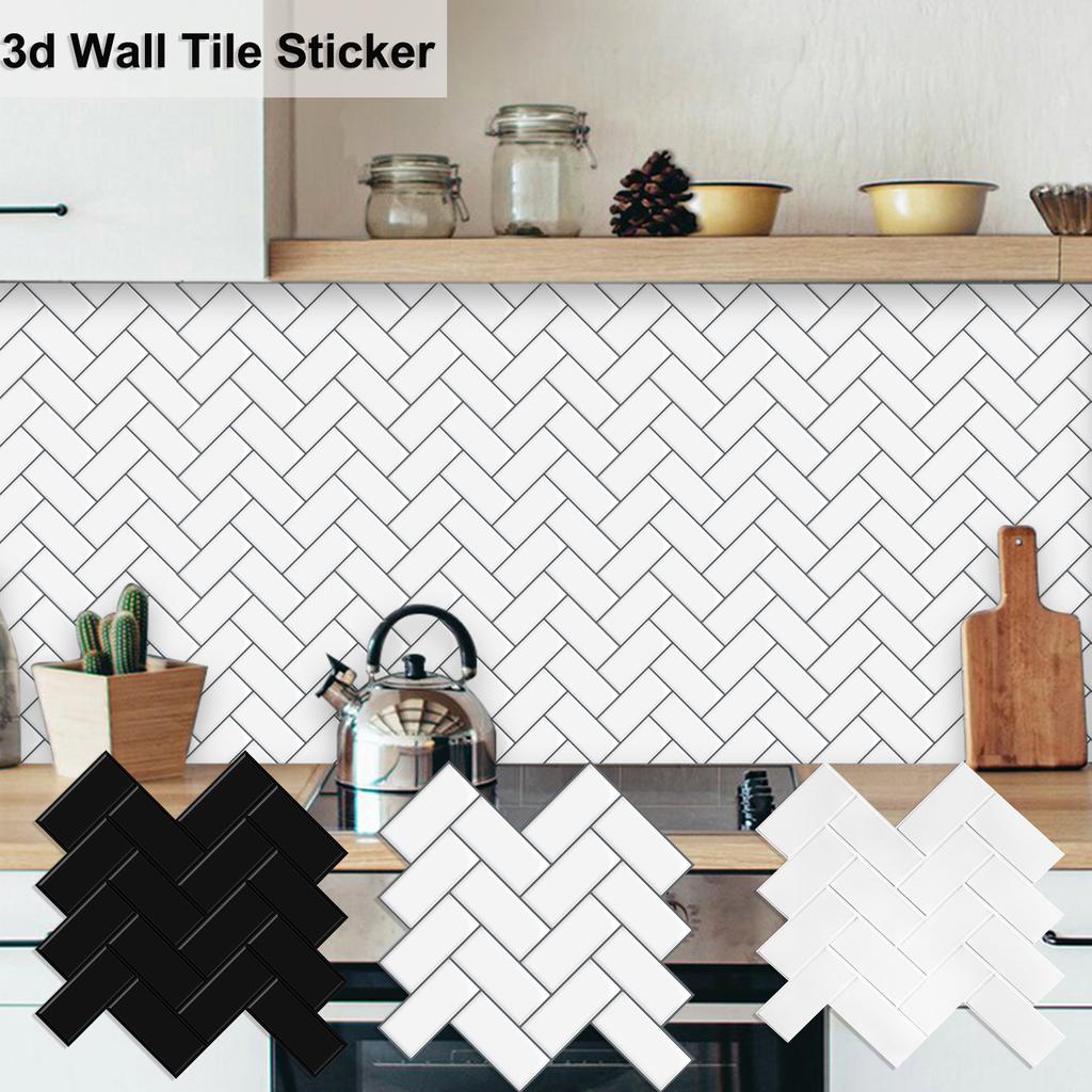 10 Sheets Peel And Stick Backsplash Tiles Herringbone Decorative Wall Sticker Self Adhesive Wallpaper For Kitchen Bathroom