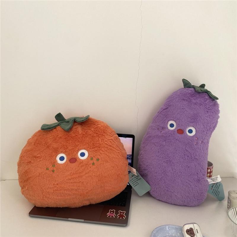 Real Fruit & Veggie Peach Pillow – Cute Office Sofa Back Support & Birthday Gift