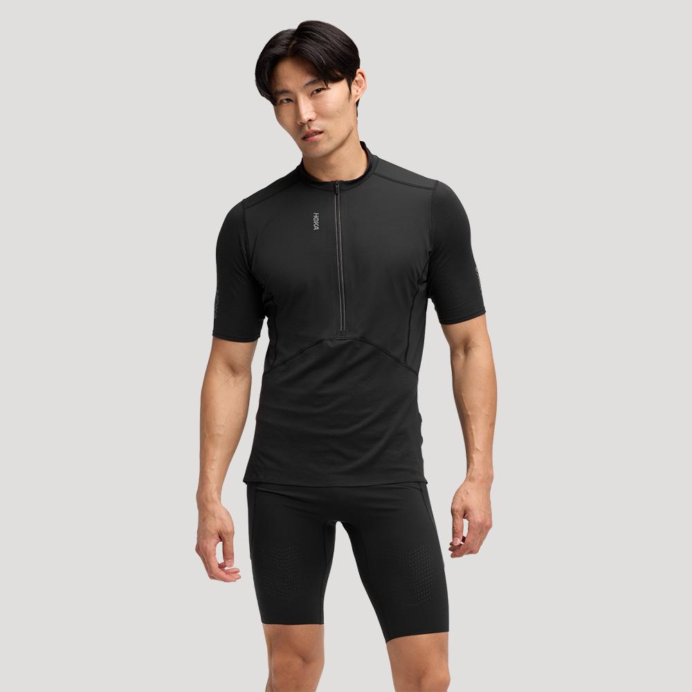 [hoka] Мужская футболка с коротким рукавом и молнией Sky Breeze 1170232-BLK S