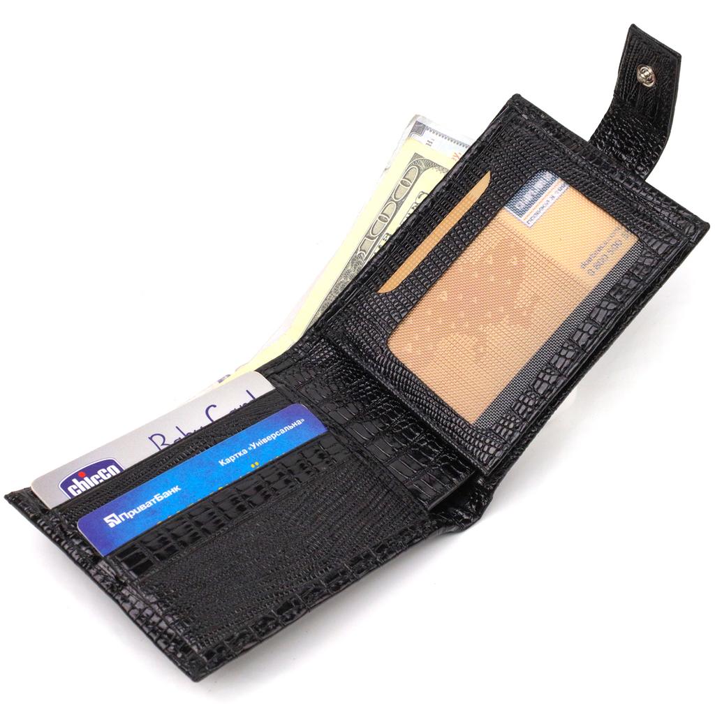 Small Textured Men's Wallet Made of Genuine Leather with Embossed CANPELLINI 21748 Black