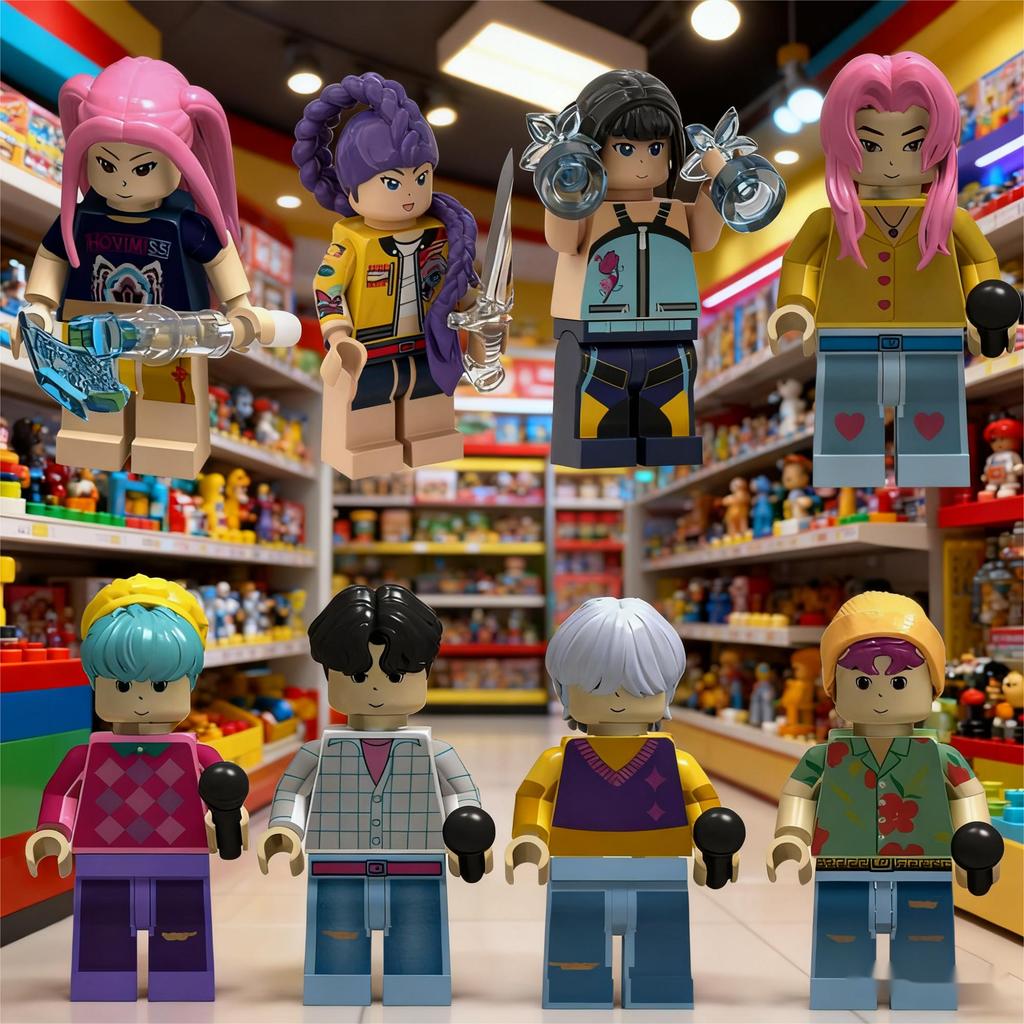 1-8PCS Kpop Demon Hunters Mini Action Figure Building Blocks Toy Peripherals Desk Decoration Collection Figures ToyChristmasGift