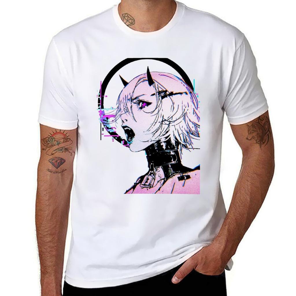 Cyberpunk Glitch Girl Orb Vaporwave Style Tshirt Printed T Shirts For Unisex Tshirt