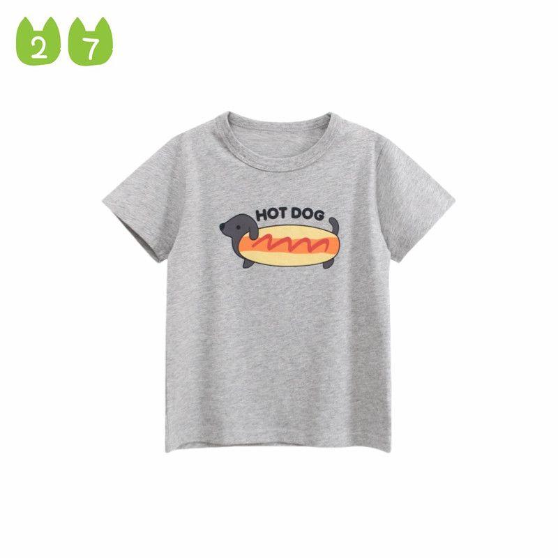 27Kids Children's Clothing Kidsren's Short-Sleeved T-Shirt Summer Boys' Puppy Pure Cotton Top Baby Half-Sleeved Printed Clothes