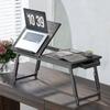Foldable and adjustable bed table, bamboo laptop bed tray tilting top 83.5x33x34cm black