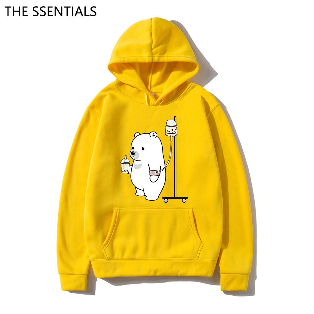 2022 Felpe con Cappuccio Panda Kawaii Unisex Harajuku Needs More Boba Felpa con Cappuccio Unisex Primavera Autunno Estetica Cartone Animato Grafica Felpa