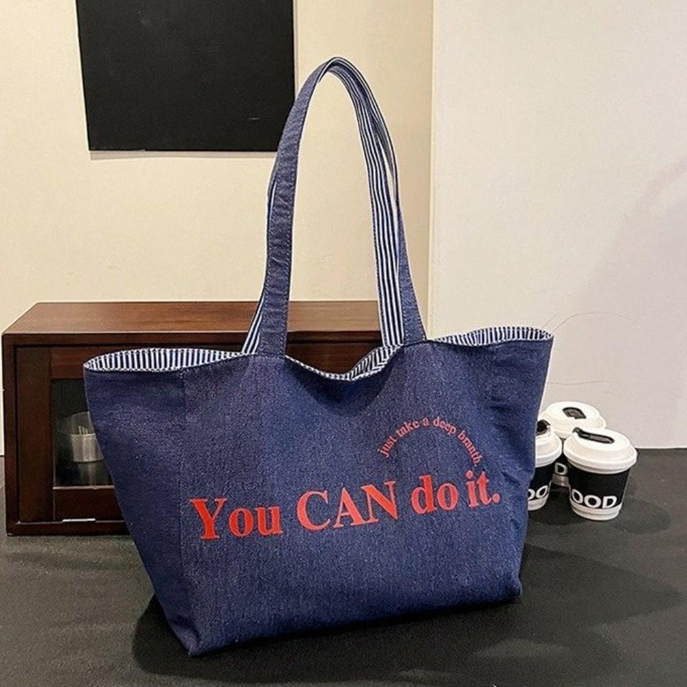 

Large Stripe High Capacity Handbag Canvas Material Canvas Handbag Women s Shoulder Bag Daily Use Style B