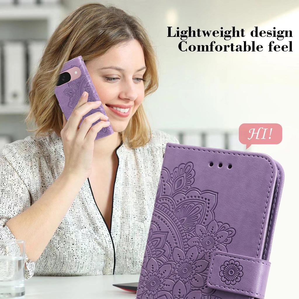 Für Google Pixel 9a Hülle Blumenmuster PU Leder Brieftasche Ständer Handyhülle