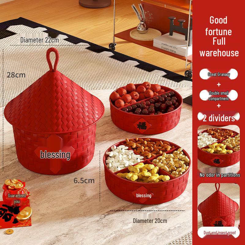 Granary Fruit & Nut Storage Bowl - Melon Seed, Candy, Snack Tray for Living Room