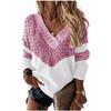 Solid Color Printed V-neck Long Sleeve Top Solid V-neck Long sleeve Top Women