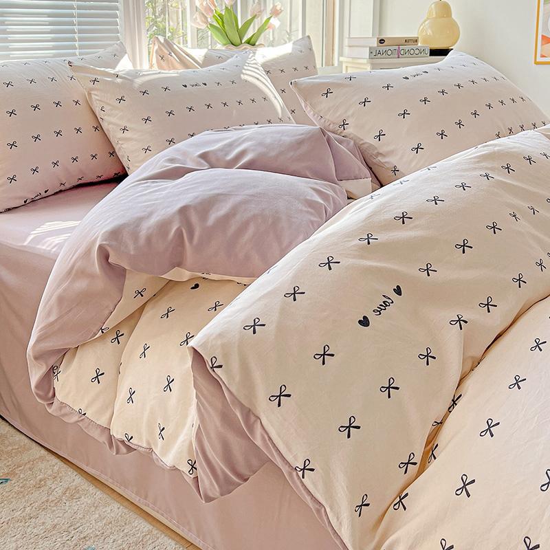 HOMZY Washed Cotton Double Yarn Single Quilt Cover Simple Wind Ins Wind Small Floral Korean Version Duvet Skin Friendly Bedding