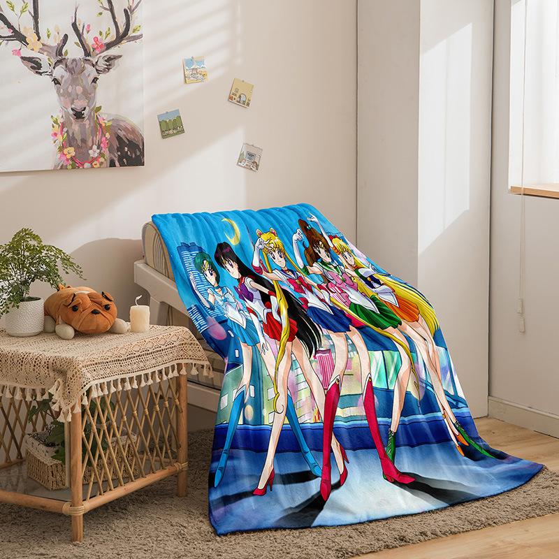 Japanese Beauty Girl Series Flannel Fleece Blanket 3D Printed Sofa Blanket Thickened Blanket