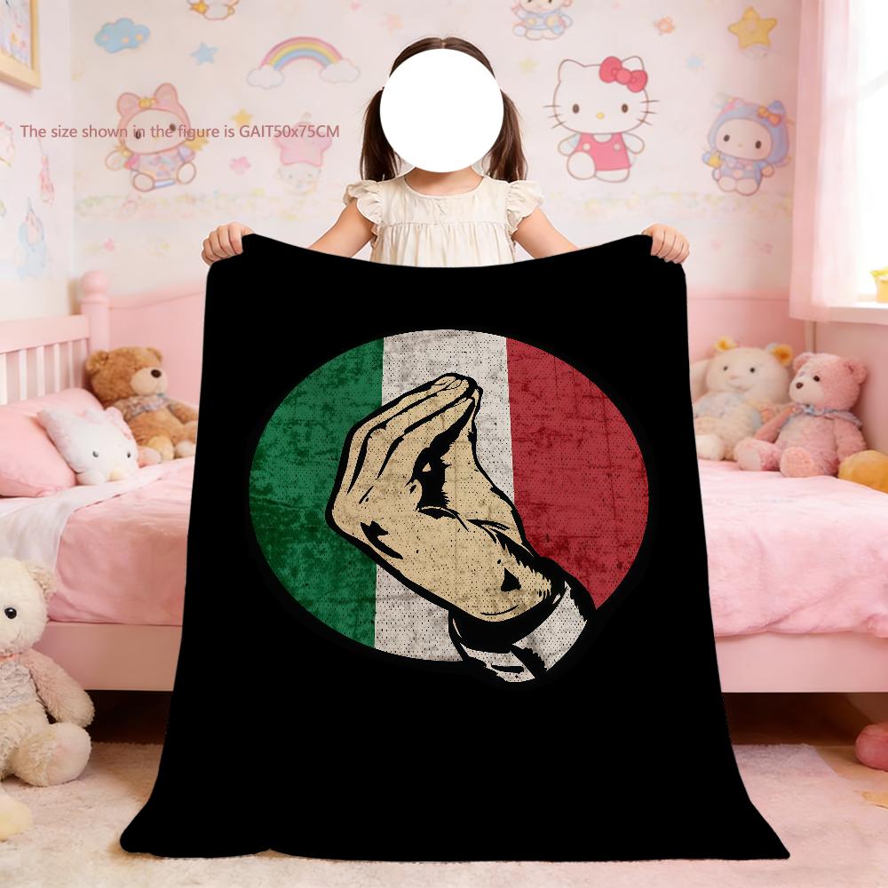 Italian Hand Gesture Sing Language Funny Blanket For Soft Throw Blanket for Picnic Bed Sofa Home Bedroom Cozy Warm Comfortable