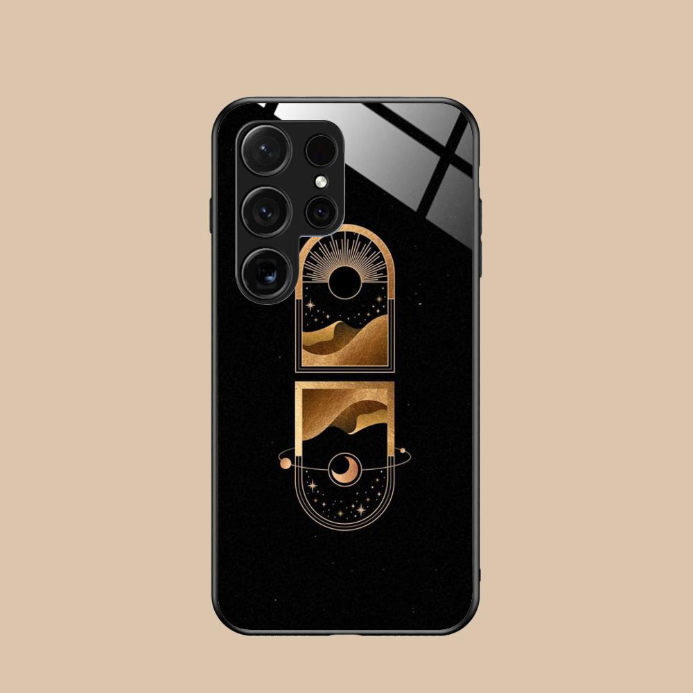 Sun Moon Mobile Cell Phone Case for Samsung Galaxy A56 55 54 53 52 51 36 35 34 23 16 15 5G Glass Colorful Cover Pretty Luxury