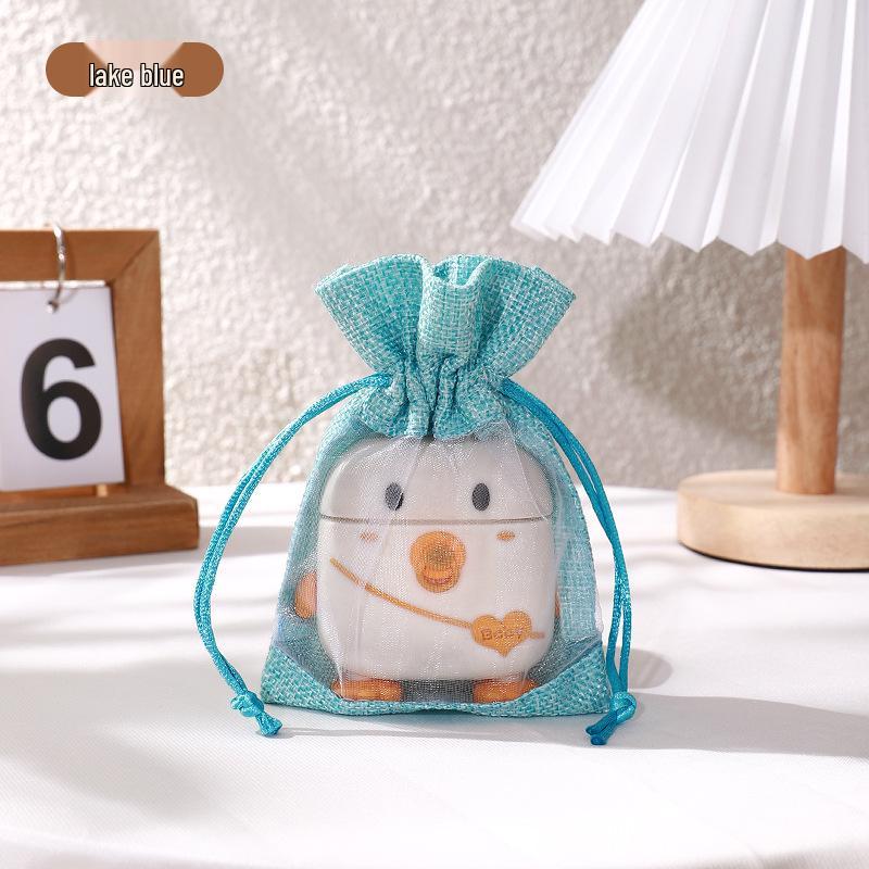 Drawstring Linen Jewelry Gift Bag - Composite Linen Storage Bag Available