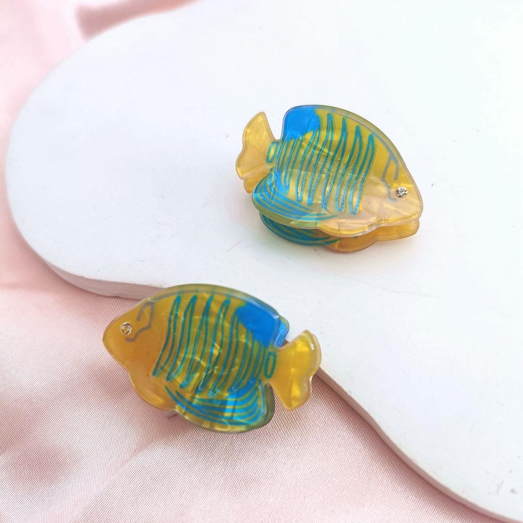 2 ks/sada Personalizované zvířecí sponky do vlasů Acetátové zvířecí sponky do vlasů Kreslená ryba Mini drápek do vlasů Doplňky do vlasů Mušle Dívky