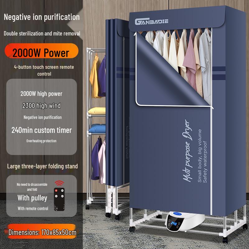 Remote Control Dual-Layer Clothes and Shoe Dryer with Timer